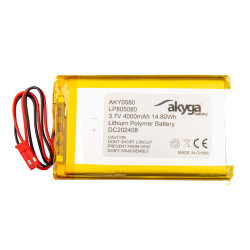 Akumulator litowo-polimerowy Akyga AKY0580 LP805080 Li-Po 3,7V 4000mAh PCM JST 2.54 2-Pin, Przewód 150mm