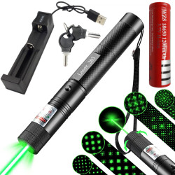 WSKAŹNIK LASEROWY ZIELONY MOCNY PREZENTER akumulator ładowarka + kluczyk