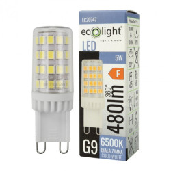 Żarówka LED G9 5W 230V CW 6500K Biała Zimna, ECOLIGHT