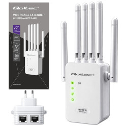 Wzmacniacz Sygnału Wi-Fi 5 QOLTEC Repeater, Access Point  AC1200, 6 Anten, 2x RJ45