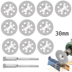 TARCZE DIAMENTOWE ZESTAW 30MM do szlifierki 10 tarcz + 2 trzpienie HQ