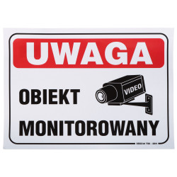 Naklejka OBIEKT MONITOROWANY, 25x17cm, Odporna na UV
