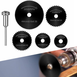 ZESTAW TARCZ DO OBRÓBKI DREWNA 5SZT 22mm/25mm/32mm/35mm/44mm + trzpień