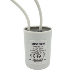 KONDENSATOR ROZRUCHOWY 2.5uF 450V MKP-SL7A DO POMPY z kablami 28x40mm dmuchawy pieca wentylatora