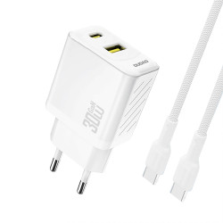 Ładowarka USB Sieciowa Dudao A27TCEU PD 30W GaN USB-A, USB-C, Z Kablem USB-C, Biała