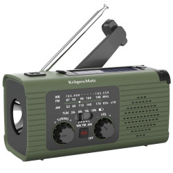 Radio Solarne, Przenośne Radio Awaryjne SOS, Powerbank 5000mAh, Latarka, Dynamo, Kruger&Matz KM0836