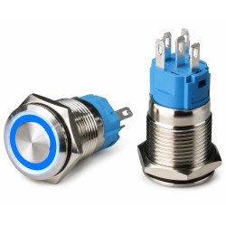 Przycisk LB16BR/LED 9-24VDC RING Niebieski, 16mm, Bistabilny, 3A/250