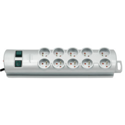 Listwa Zasilająca Primera Line 10 Gniazd, Kabel 2m 3x1,5mm Srebrna, 2 Wyłączniki, Brennenstuhl
