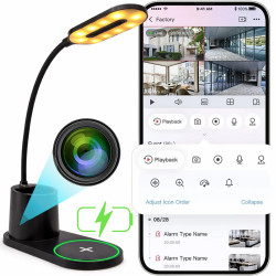 MINI KAMERA W LAMPCE WFLP62 WIFI z ładowarką indukcyjną ukryta, szpiegowska, detektywistyczna
