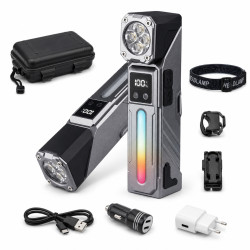 LATARKA CZOŁOWA ROWEROWA RĘCZNA OBROTOWA 3w1 czujnik ruchu RGB 3W IP45
