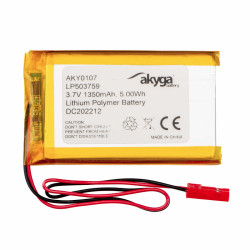 Akumulator litowo-polimerowy Akyga AKY0107 LP503759 Li-Po 3,7V 1350mAh PCM JST 2,54 2-Pin, Przewód 150mm