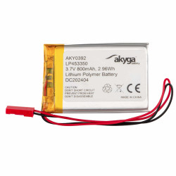 Akumulator litowo-polimerowy Akyga AKY0392 LP453350 Li-Po 3,7 800mAh PCM JST 2.54 2Pin, Przewód 150mm