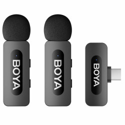 Mikrofon BOYA BY-V20 V2.0 Podwójny, Bezprzewodowy 2.4GHz Czarne, USB-C