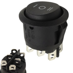 Przełącznik okrągły 2 tor czarny ON-OFF-ON SMRS203  250V/6A-Podzespoły Elektroniczne