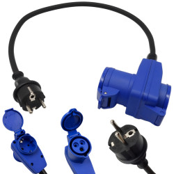 Adapter CEE gniazdo na wtyk 230V kątowy 16A IP44 na kablu 40cm do kampera