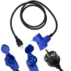 Adapter CEE gniazdo na wtyk 230V kątowy 16A IP44 na kablu 150cm do kampera