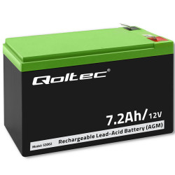 Akumulator 12V-7,2Ah AGM QOLTEC Bezobsługowy | Wydajny | LongLife do UPS, ALARMU