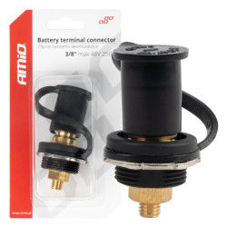 Złącze Zasilania Akumulatora Czarne Minus z zaślepką 3/8 M10 12V 24V 48V 250A AMIO
