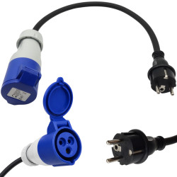Adapter CEE gniazdo na wtyk 230V 16A IP44 3x2.5mm na kablu kamper KEMPING
