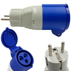 Adapter CEE gniazdo na wtyk 230V SCHUKO 16A 230V IP44 kamper kemping