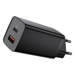 ŁADOWARKA SIECIOWA BASEUS 65W USB/USB-C QC3.0 PD czarna CCGAN2L-B01 (azotek galu)