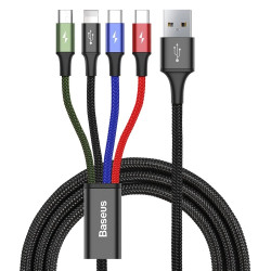 KABEL USB 4W1 LIGHTNING 2xUSB-C micro-USB 1.2m czarny (CA1T4-B01) 3.5A