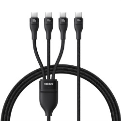 Kabel USB-C / 3xUSB-C 1,5m BASEUS potrójny 100W, Czarny, Flash Series III