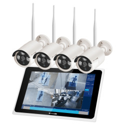 Zestaw monitoringu 4x kamera biała bezprzewodowa + rejestrator z monitorem LCD WIFI TUYA C210