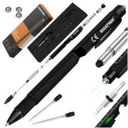 Multitool Długopis Wielofunkcyjny 9w1 Śrubokręt Poziomica Latarka Survival