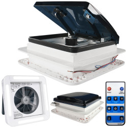 Okno dachowe 280mm 11" + LED 12V ANTI UV, przyciemniane, wentylator, automatyczne, czujnik deszczu