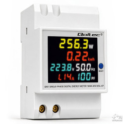 Miernik Poboru Energii QOLTEC, 6w1, Licznik, Watomierz Na Szynę DIN, 230V/100A