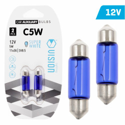 Żarówka C5W 36mm VISION SV8.5 11X36 12V 5W, Super White, Blister 2 Sztuki