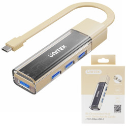 Hub USB Unitek, Dwukierunkowy USB-C/USB 5Gbps, 4x USB A Kremowy