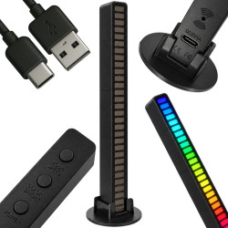 Korektor graficzny dźwięku 32LED Multimedia, z akumulatorem, ładowalny