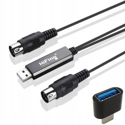 Adapter konwerter USB MIDI HiFING interfejs kabel IN-OUT MIDI-RTV SAT DVB-T