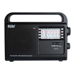 Radio Przenośne AM/FM + SW Fale Krótkie RD-210 DARTEL, Zasilanie 230V Lub Baterie, Czarne