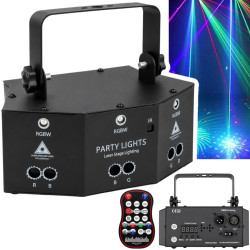 EFEKT DISCO LED+LASER 10W DMX 10W z pilotem, czujnik dźwięku, 230V