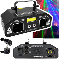 EFEKT DISCO LED+LASER STROBOSKOP 36W DMX 230V czujnik dźwięku