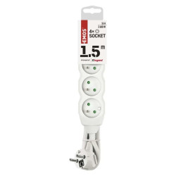 Przedłużacz 1,5 m 4 gniazda biały PVC przewód 3x1 mm² 230V