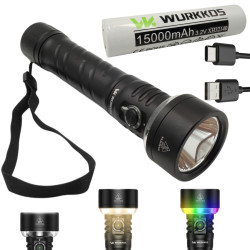 Latarka ręczna LED WURKKOS TS27 3200lm 845m RGB CCT Powerbank 15000mAh IPX8