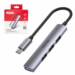 HUB USB-C UNITEK H1208B Aluminiowy, Przewód 20cm