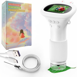 MIKROSKOP EDUKACYJNY dla dzieci BIAŁY akumulator USB-C powiększenie 1000x