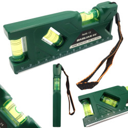 Poziomica mini magnetyczna 150 mm 3 libelle 45° 90° 180° z linijką i smyczą